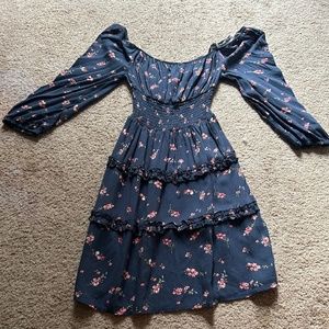 Faded Rose Off Shoulder Floral Mini Dress